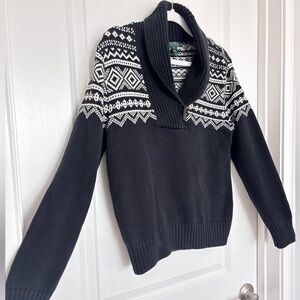 Lauren Ralph Lauren Vintage style Black Aztec Patterned Ski Resort Sweater